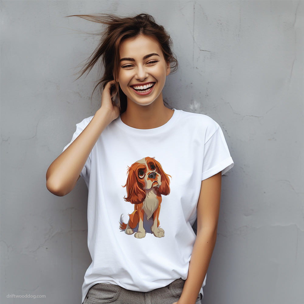 Cavalier King Charles Spaniel Looking Up T-Shirt – Custom Dog T-Shirts for Women