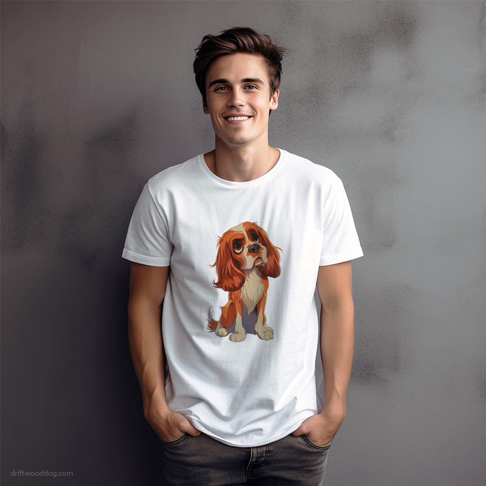 Cavalier King Charles Spaniel Looking Up T-Shirt – Dog Graphic Tee for Men