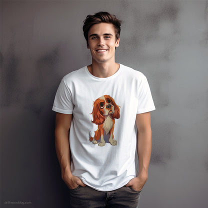 Cavalier King Charles Spaniel Looking Up T-Shirt – Dog Graphic Tee for Men