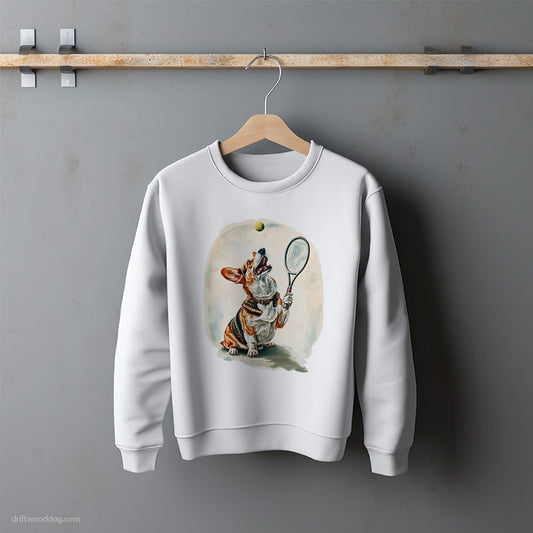 Corgi Playing Tennis Sweatshirt – Unisex Sweatshirt for Dog Lovers