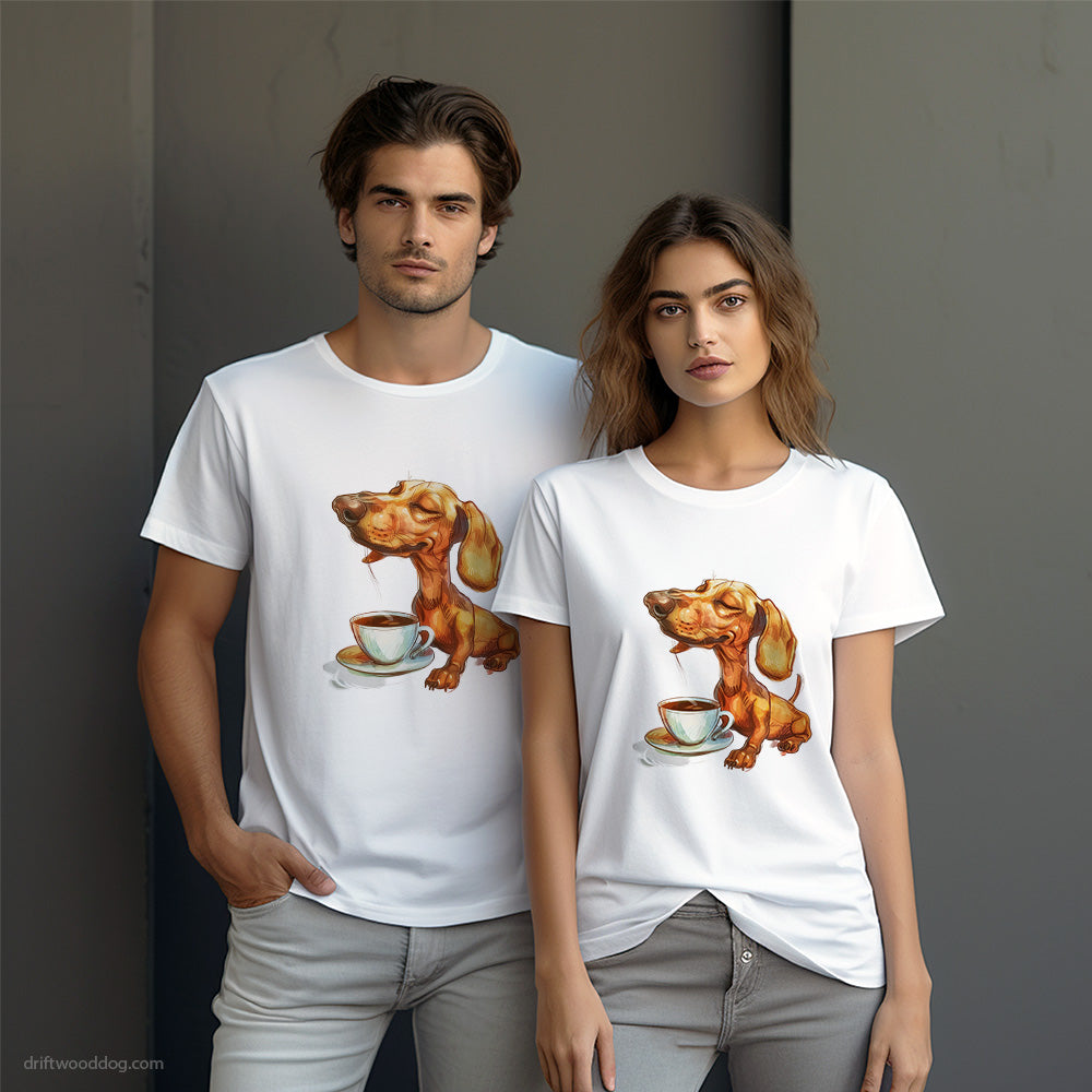 Dachshund Having Coffee T-Shirt – Dog-Themed Gifts for Dog Lovers