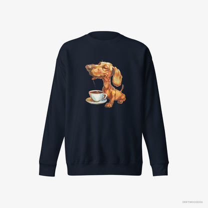 Dachshund Having Coffee Navy Sweatshirt