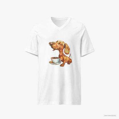 Dachshund Having Coffee White T-Shirt