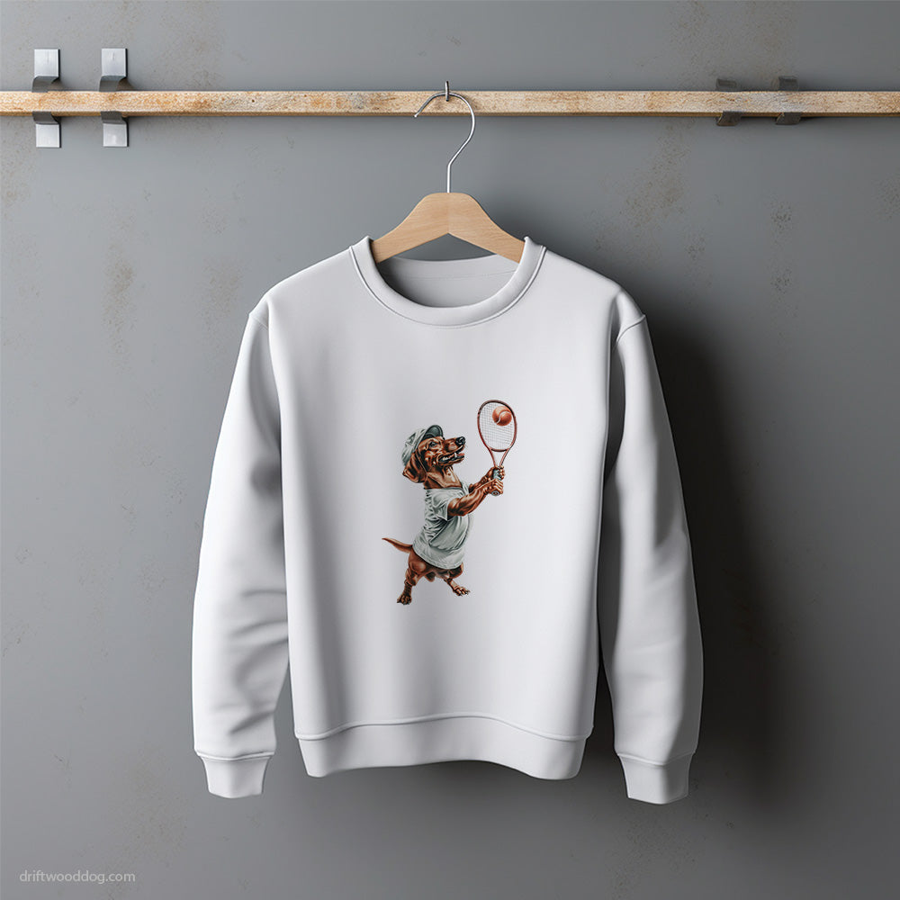 Dachshund Playing Tennis Sweatshirt – Unisex Sweatshirt for Dog Lovers