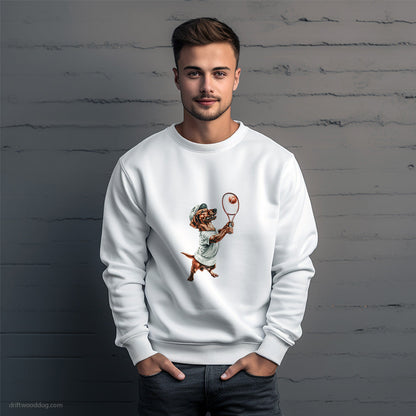 Dachshund Playing Tennis Sweatshirt – Unique Dog Sweatshirt for Men