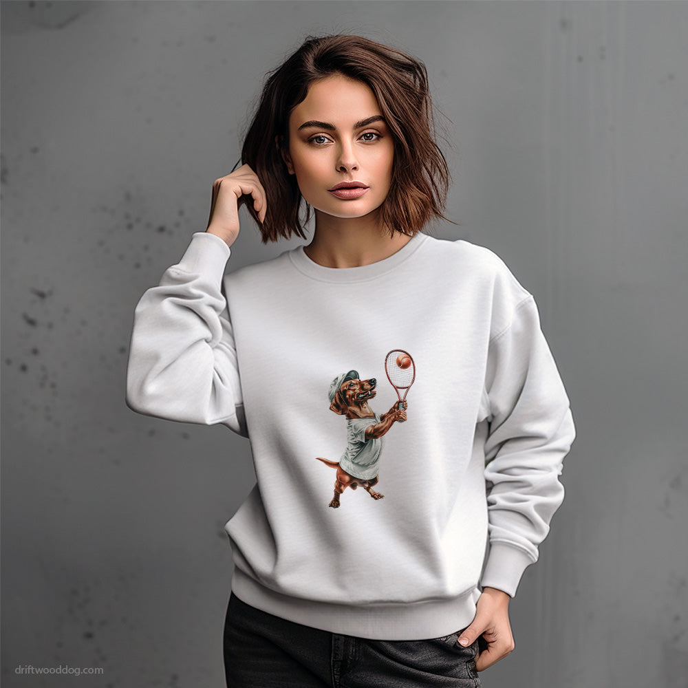 Dachshund Playing Tennis Sweatshirt – Dog-Themed Gifts for Dog Lovers