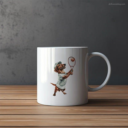 Dachshund Playing Tennis Mug – Funny Dog Coffee Mugs | Quirky Canine Drinkware