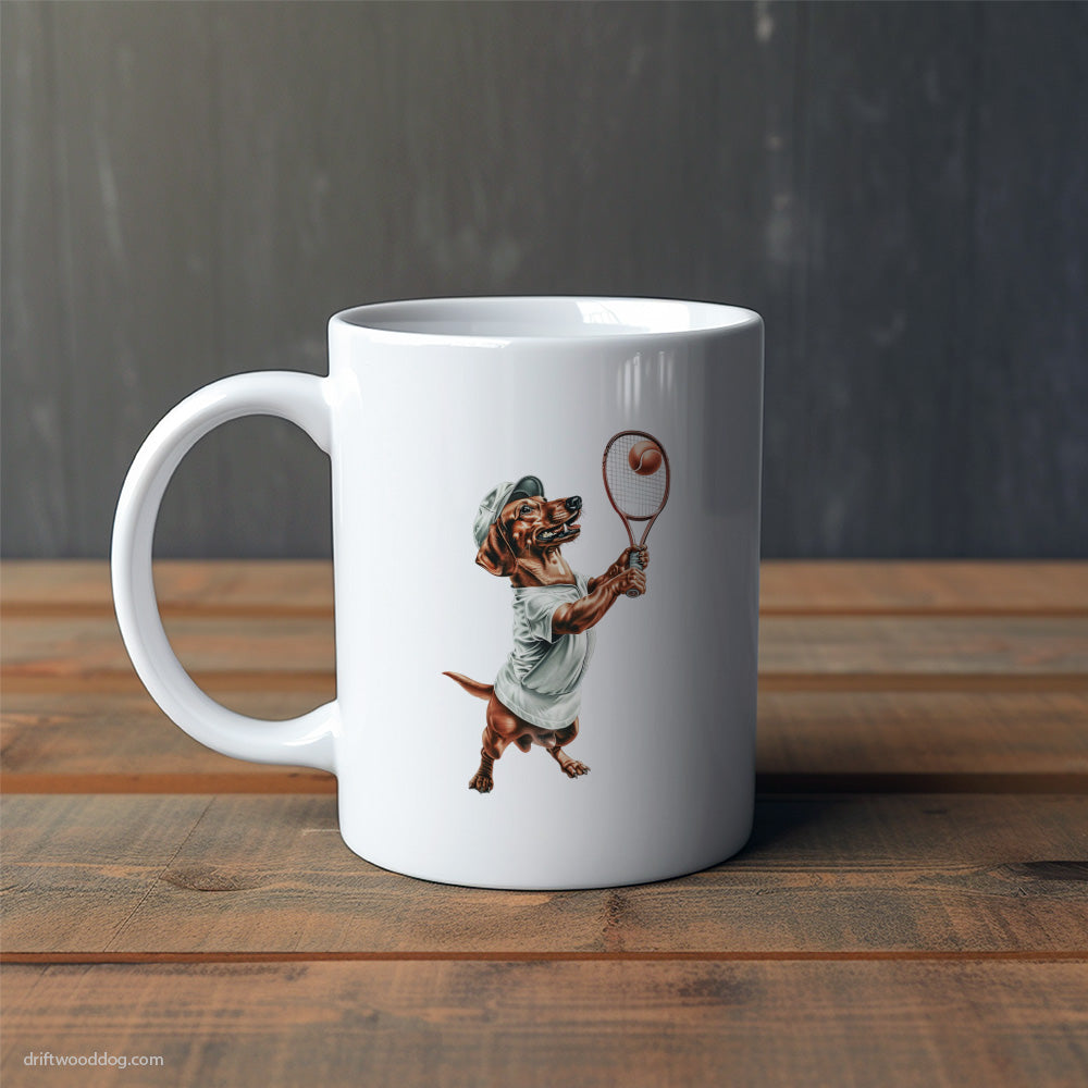 Dachshund Playing Tennis Mug – Cute Dog-Themed Mugs | Perfect Gifts for Dog Lovers