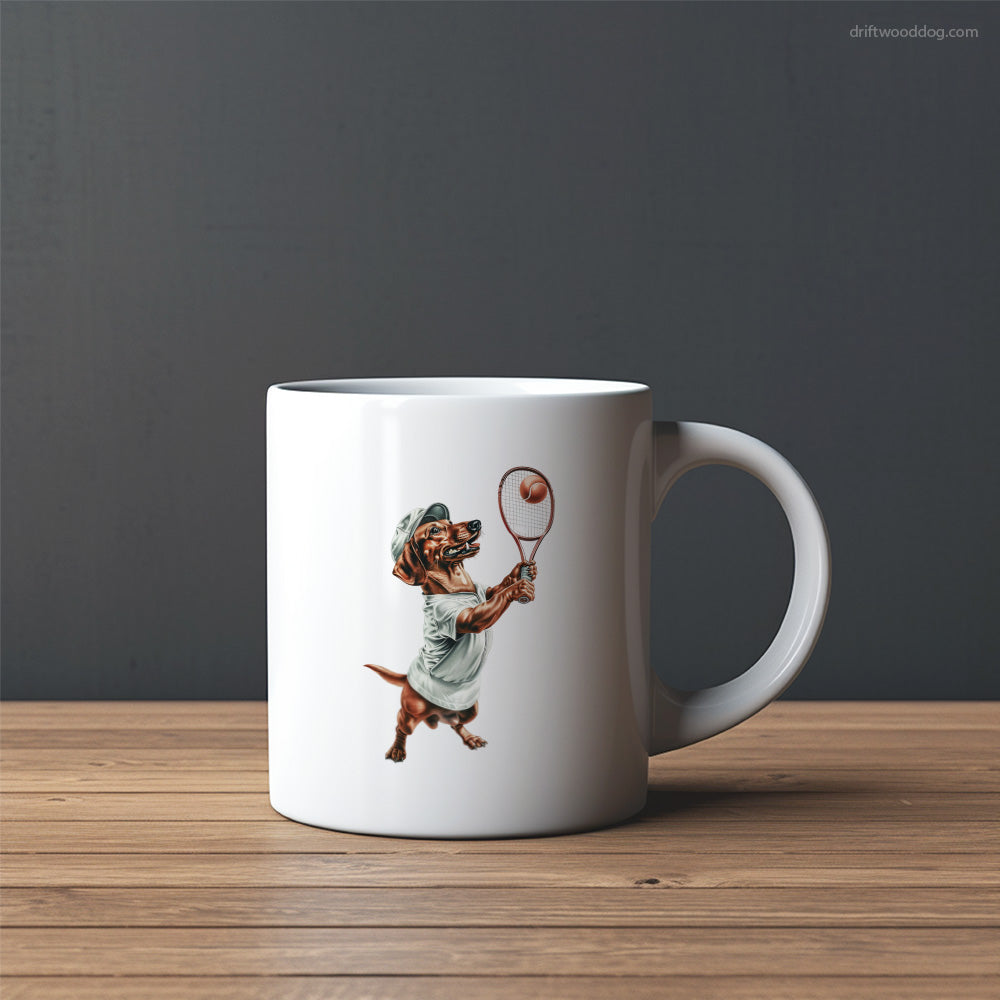 Dachshund Playing Tennis Mug – Custom Dog Mugs | Personalized Pet Mugs