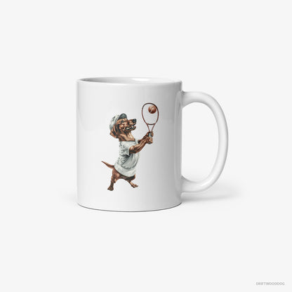 Dachshund Playing Tennis White Mug