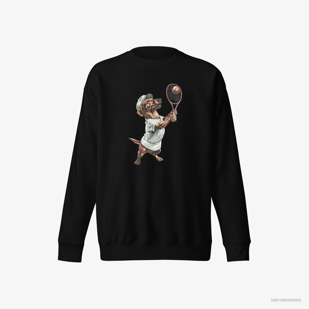 Dachshund Playing Tennis – Women's Sweatshirt Black Eco – Eco-Friendly