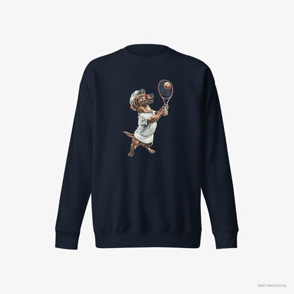 Dachshund Playing Tennis Navy Sweatshirt