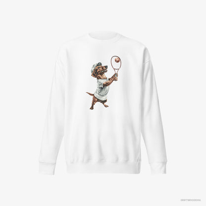 Dachshund Playing Tennis White Sweatshirt