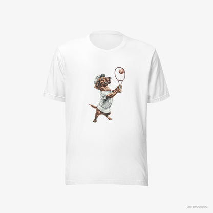 Dachshund Playing Tennis White T-Shirt