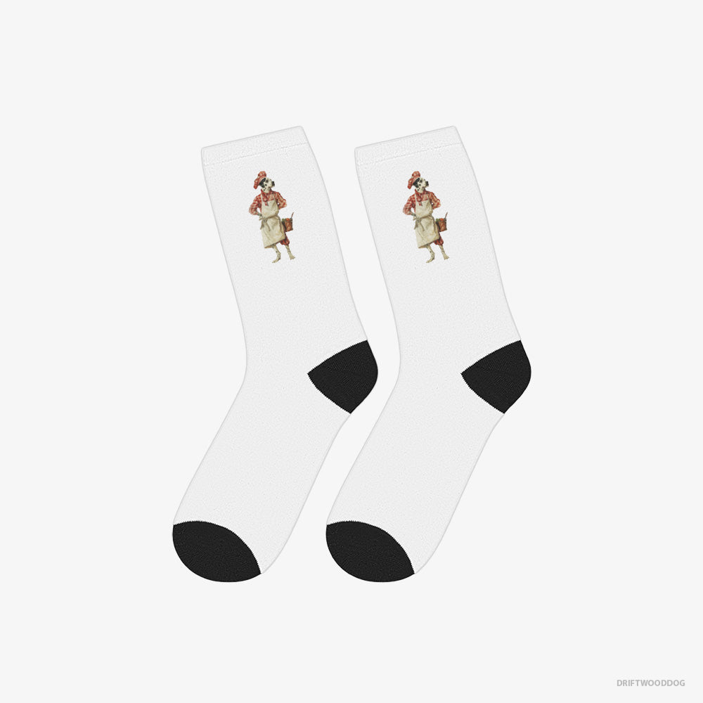 Dalmatian Socks – Unisex White Socks Classic – Ready for Cooking (on White Background)