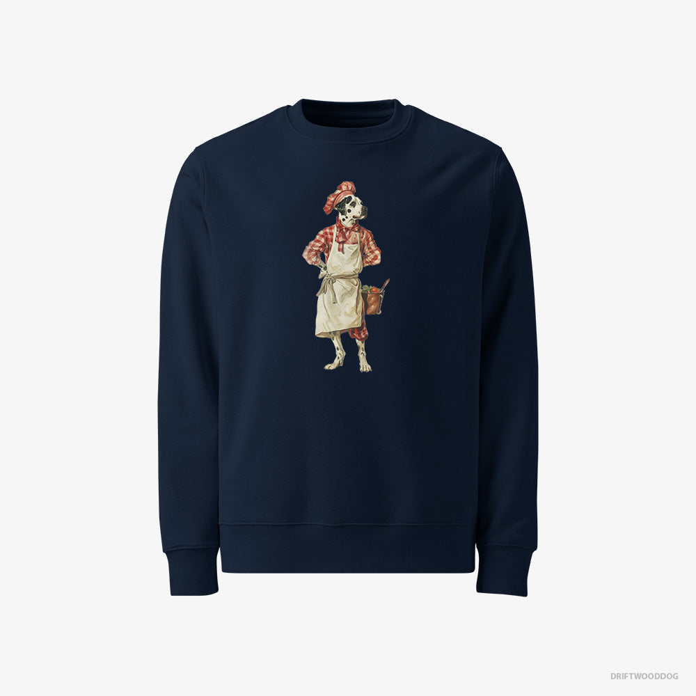 Dalmatian Sweatshirt – Men Navy Sweatshirt Classic – Ready for Cooking (on White Background)