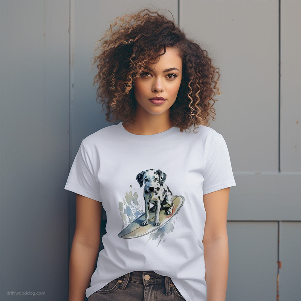 Dalmatian Surfing T-Shirt – Dog T-Shirt for Women