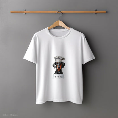 Dobermann Dressed as Chef T-Shirt – Unisex Tee for Dog Lovers