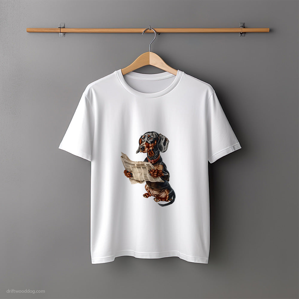 Dachshund Reading a Newspaper T-Shirt – Unisex Tee for Dog Lovers