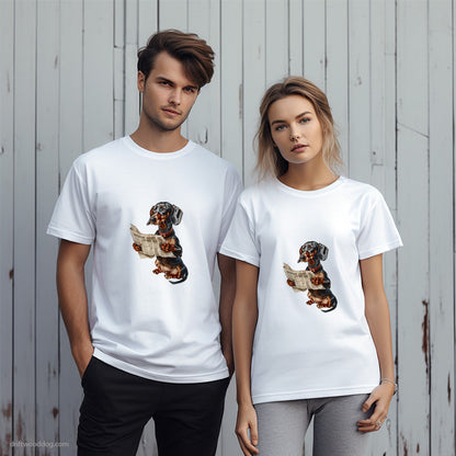 Dachshund Reading a Newspaper T-Shirt – Unique Dog T-Shirts for Pet Lovers