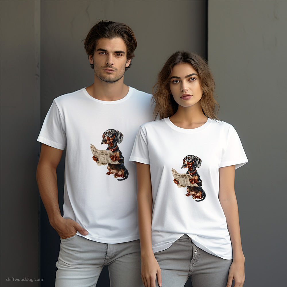 Dachshund Reading a Newspaper T-Shirt – Dog-Themed Gifts for Dog Lovers