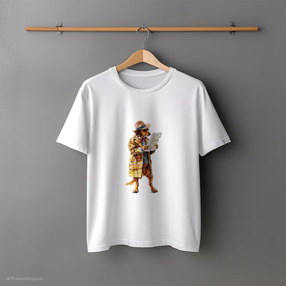 Stylish Dachshund Reading a Newspaper T-Shirt – Unisex Tee for Dog Lovers