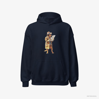 Dachshund Reading a Newspaper Navy Hoodie