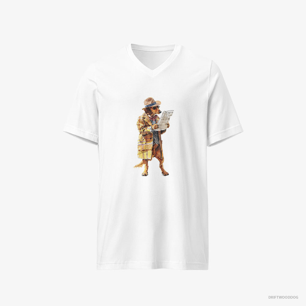 Dachshund Reading a Newspaper V-Neck T-Shirt