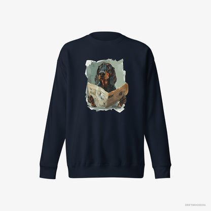 Dachshund Reading a Newspaper Navy Sweatshirt