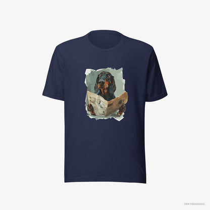 Dachshund Reading a Newspaper Navy T-Shirt