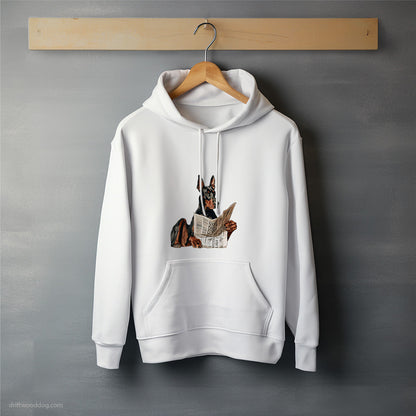 Dobermann Holding a Newspaper Hoodie – Unisex Hoodie for Dog Lovers