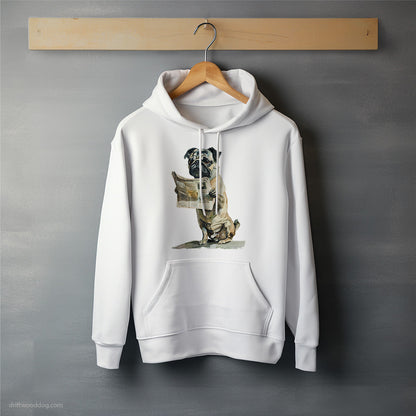 Pug Holding a Newspaper Hoodie – Unisex Hoodie for Dog Lovers