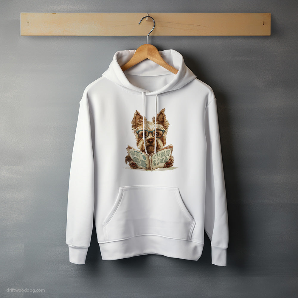 Yorkshire Terrier Reading a Newspaper Hoodie – Unisex Hoodie for Dog Lovers