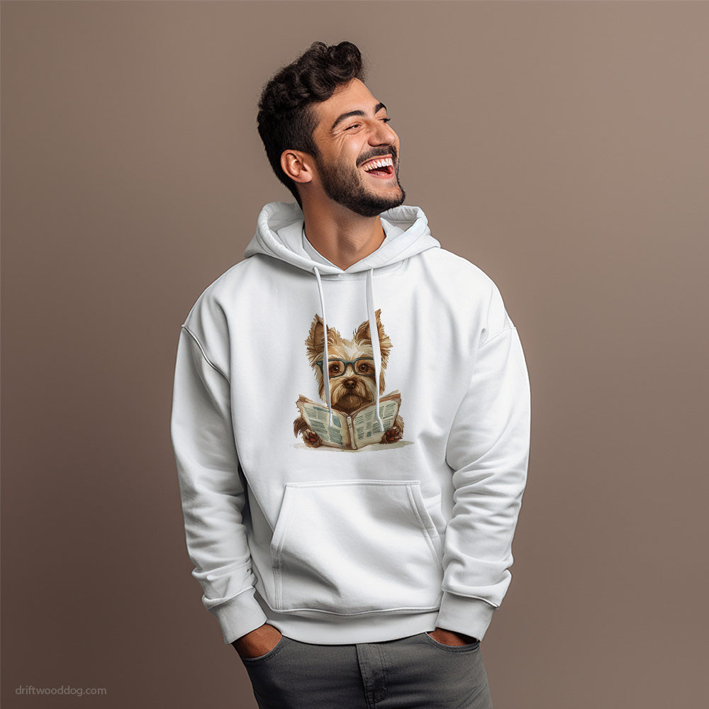 Yorkshire Terrier Reading a Newspaper Hoodie – Dog Hoodies for Men