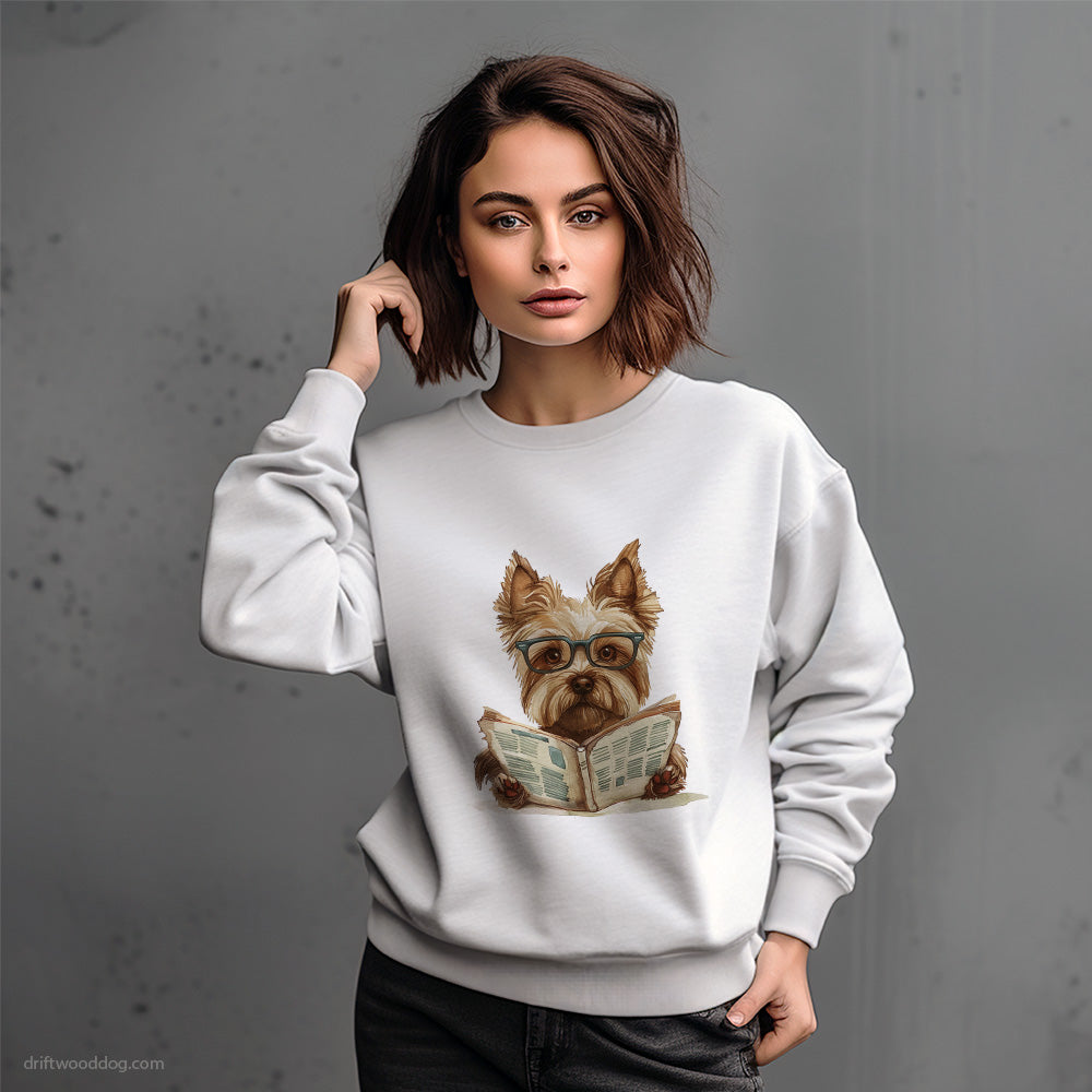 Yorkshire Terrier Reading a Newspaper Sweatshirt – Dog-Themed Gifts for Dog Lovers