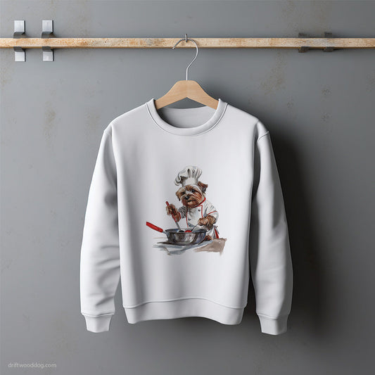 Yorkshire Terrier Wearing a Chef's Uniform Sweatshirt – Unisex Sweatshirt for Dog Lovers