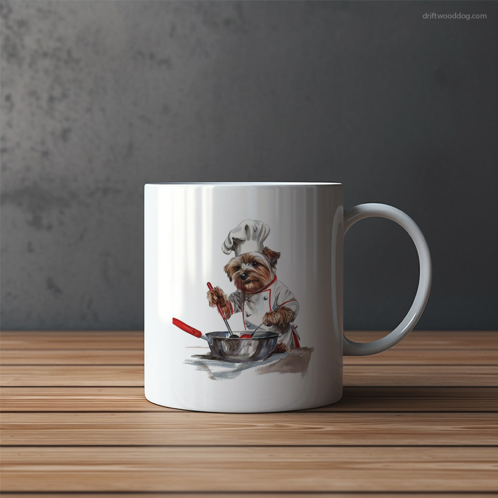 Yorkshire Terrier Wearing a Chef's Uniform Mug – Funny Dog Coffee Mugs | Quirky Canine Drinkware