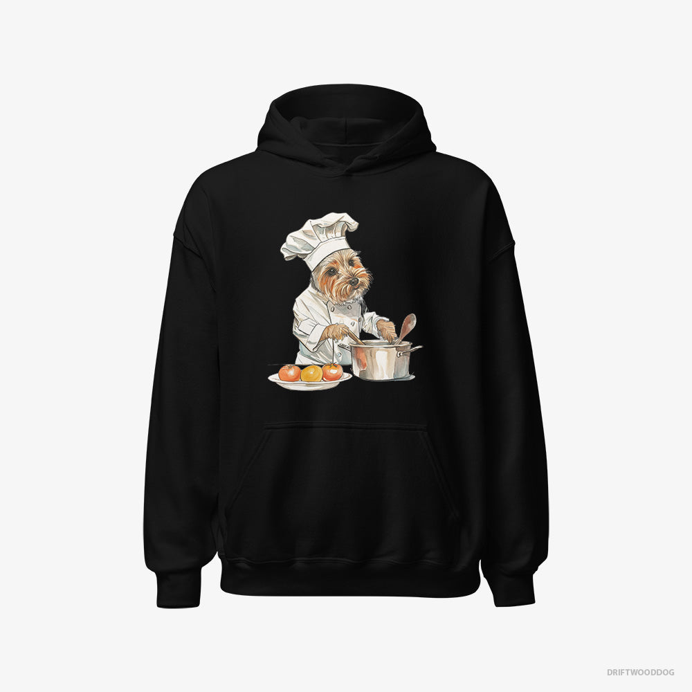 Yorkshire Terrier Hoodie – Men Black Hoodie Classic – Cooking Meals (on White Background)