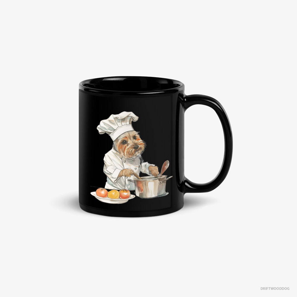 Yorkshire Terrier Mug – Unisex Black Mug Classic – Cooking Meals (on White Background)