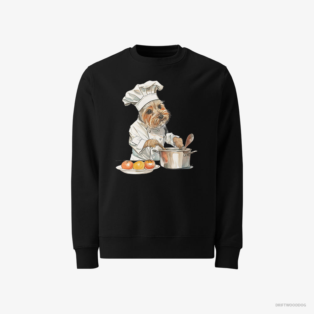 Yorkshire Terrier Sweatshirt – Men Black Sweatshirt Classic – Cooking Meals (on White Background)