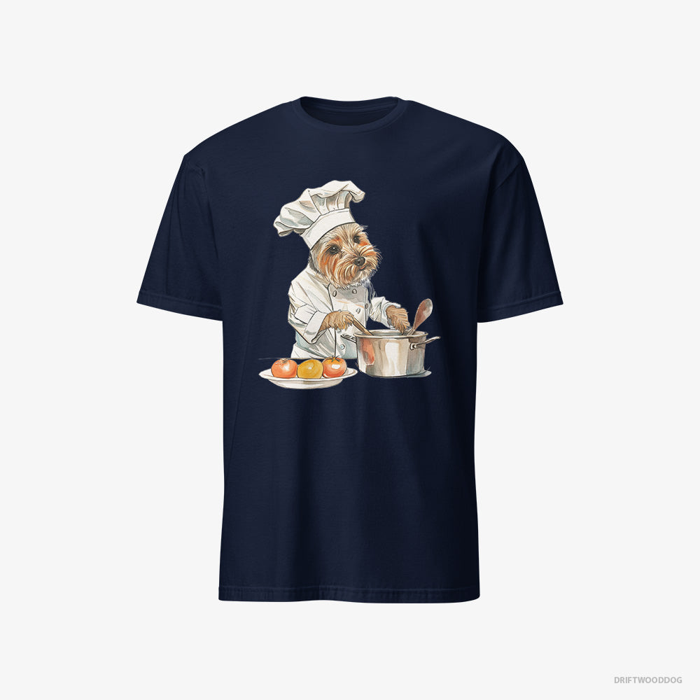 Yorkshire Terrier T-Shirt – Men Navy T-Shirt Classic – Cooking Meals (on White Background)