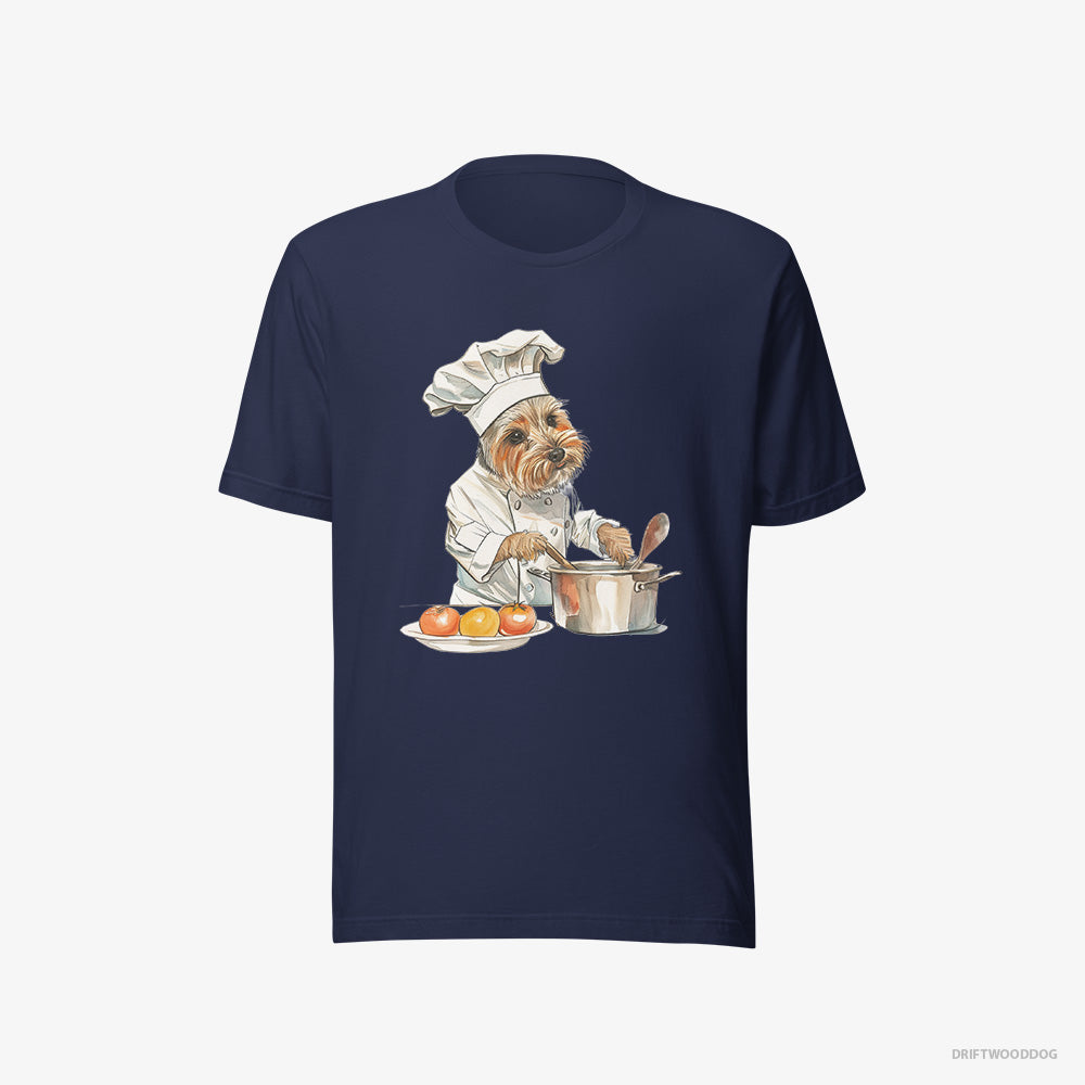 Yorkshire Terrier T-Shirt – Men Navy T-Shirt Eco-Friendly – Cooking Meals (on White Background)