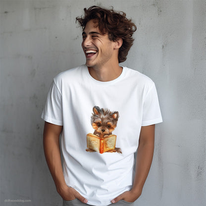 Yorkshire Terrier Reading a Book T-Shirt – Dog T-Shirt for Men