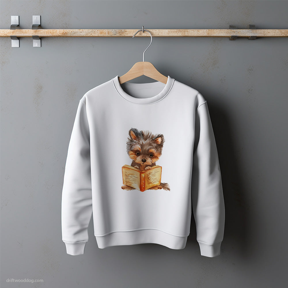 Yorkshire Terrier Reading a Book Sweatshirt – Unisex Sweatshirt for Dog Lovers