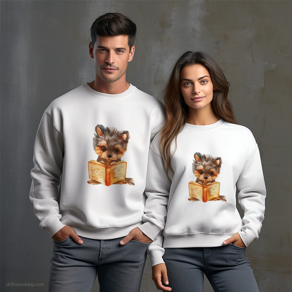 Yorkshire Terrier Reading a Book Sweatshirt – Unisex Sweatshirt for Dog Owners