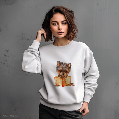 Yorkshire Terrier Reading a Book Sweatshirt – Dog-Themed Gifts for Dog Lovers