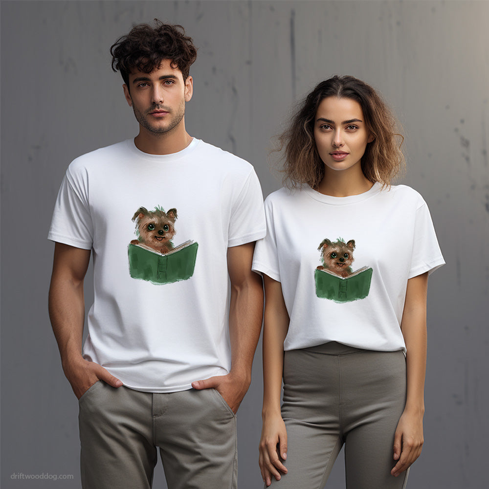 Funny Yorkshire Terrier With a Book T-Shirt – Unisex T-Shirt for Dog Lovers 