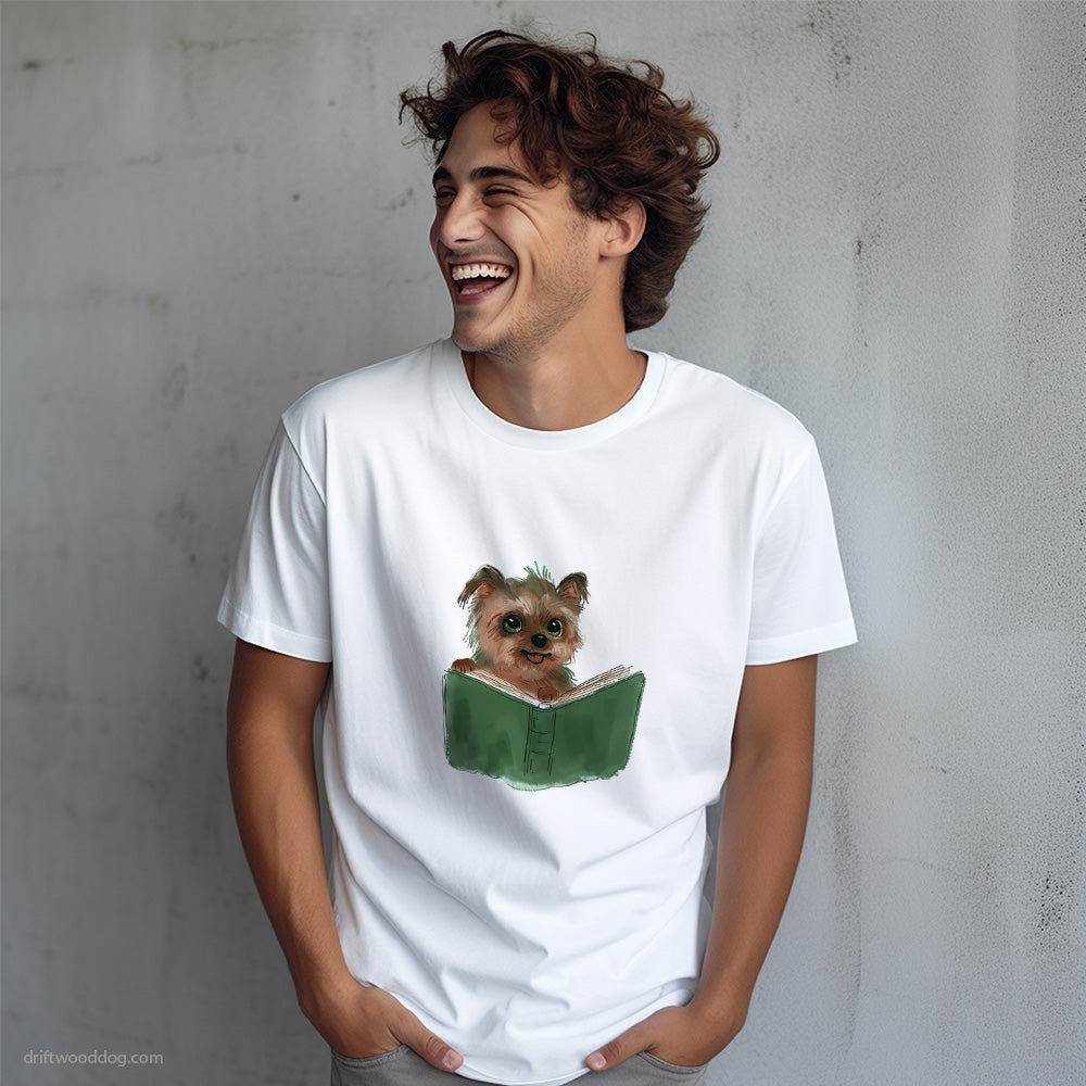 Funny Yorkshire Terrier With a Book T-Shirt – Dog T-Shirt for Men