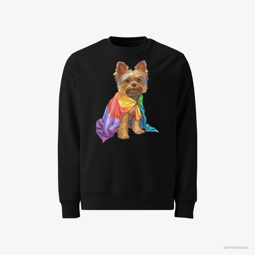 Yorkshire Terrier Sweatshirt – Men Black Sweatshirt Classic – Ready for Pride (on White Background)