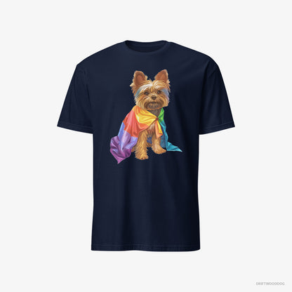 Yorkshire Terrier T-Shirt – Men Navy T-Shirt Classic – Ready for Pride (on White Background)